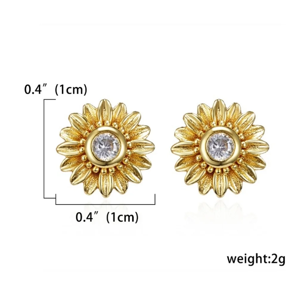 Goldtone Sunflower Stud Earrings